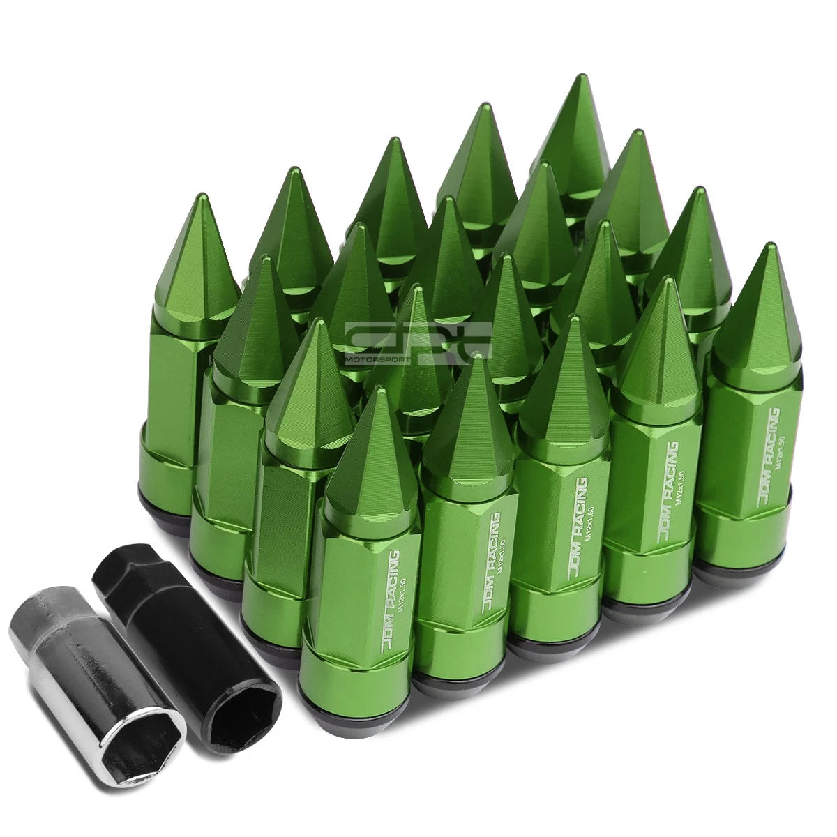 20 PCS M12X1.5 83MM Tall Green Aluminum Lug Nuts with Caps for JDM Vehicles