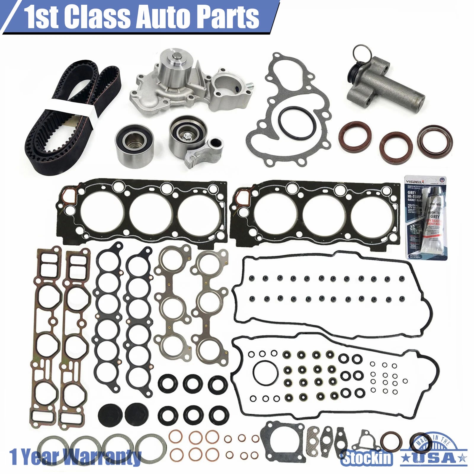 Front Head Gasket Set & Timing Belt Kit for Toyota Tundra Tacoma 4Runner (1995–2004)