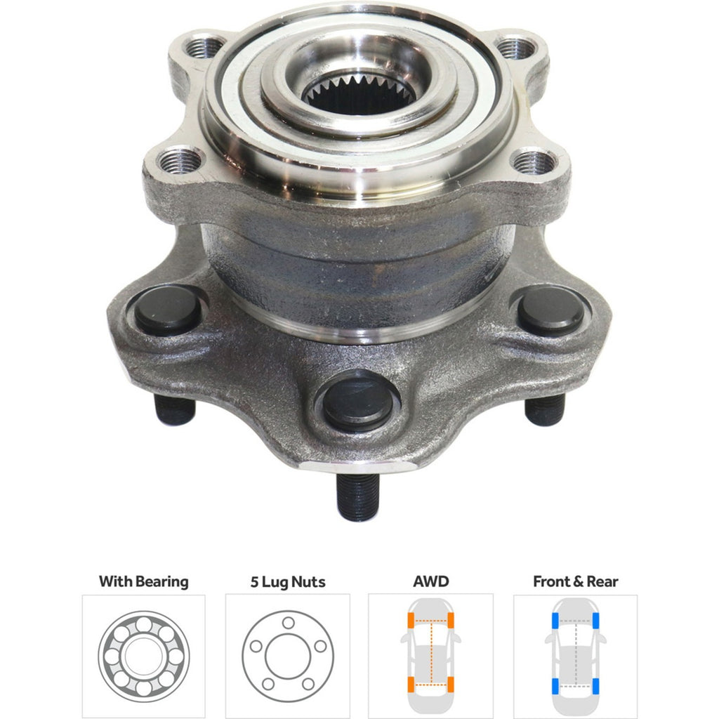 Wheel Hubs for Infiniti M35 (2006–2008) Front & Rear with Bearing AWD