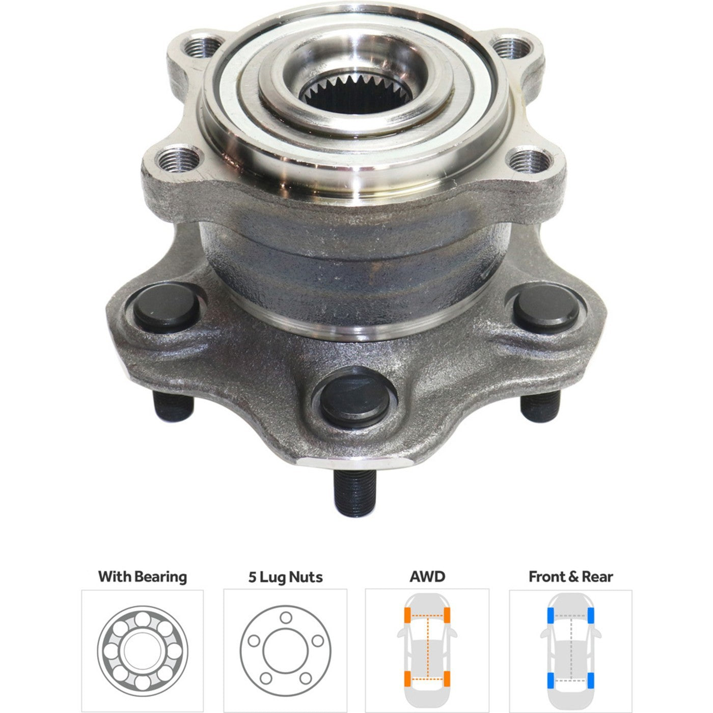 Wheel Hubs for Infiniti M35 (2006–2008) Front & Rear with Bearing AWD