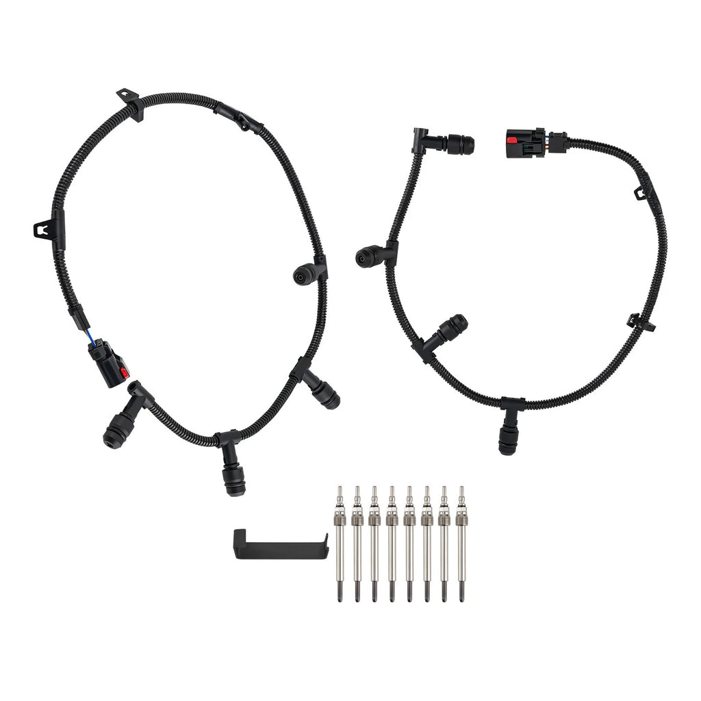 2 Glow Plug Harnesses & 8 Glow Plugs ZD13 for Ford F250 6.0L (2005–2007)