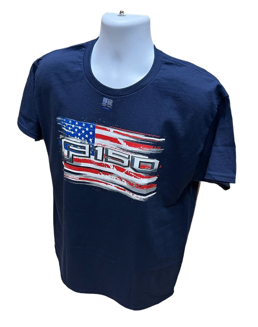 American Flag T-Shirt Navy Blue Distressed Design for Ford F-150 (2004–2020)