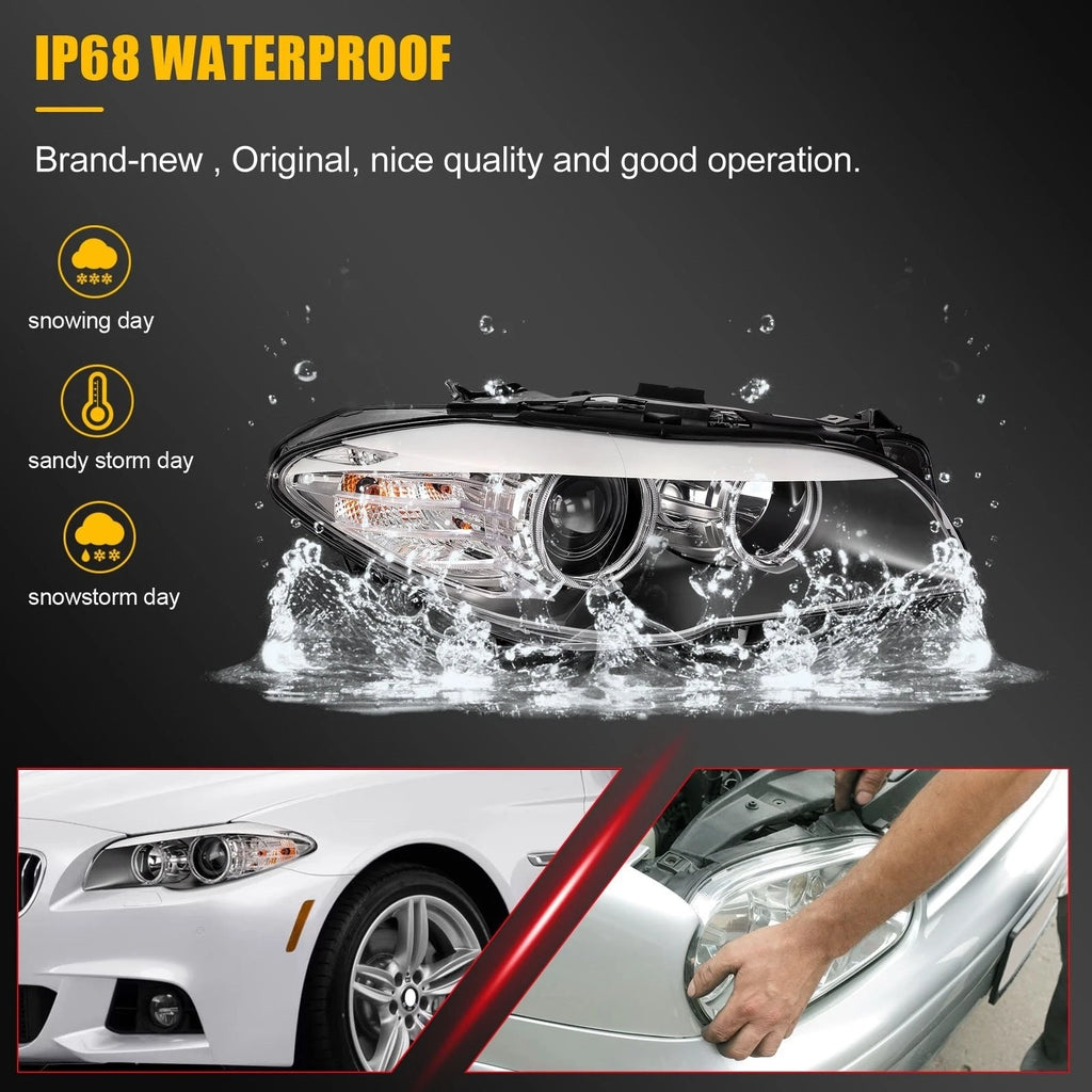 2X Headlight with Bulbs for BMW 535i xDrive (2011–2013) Projector