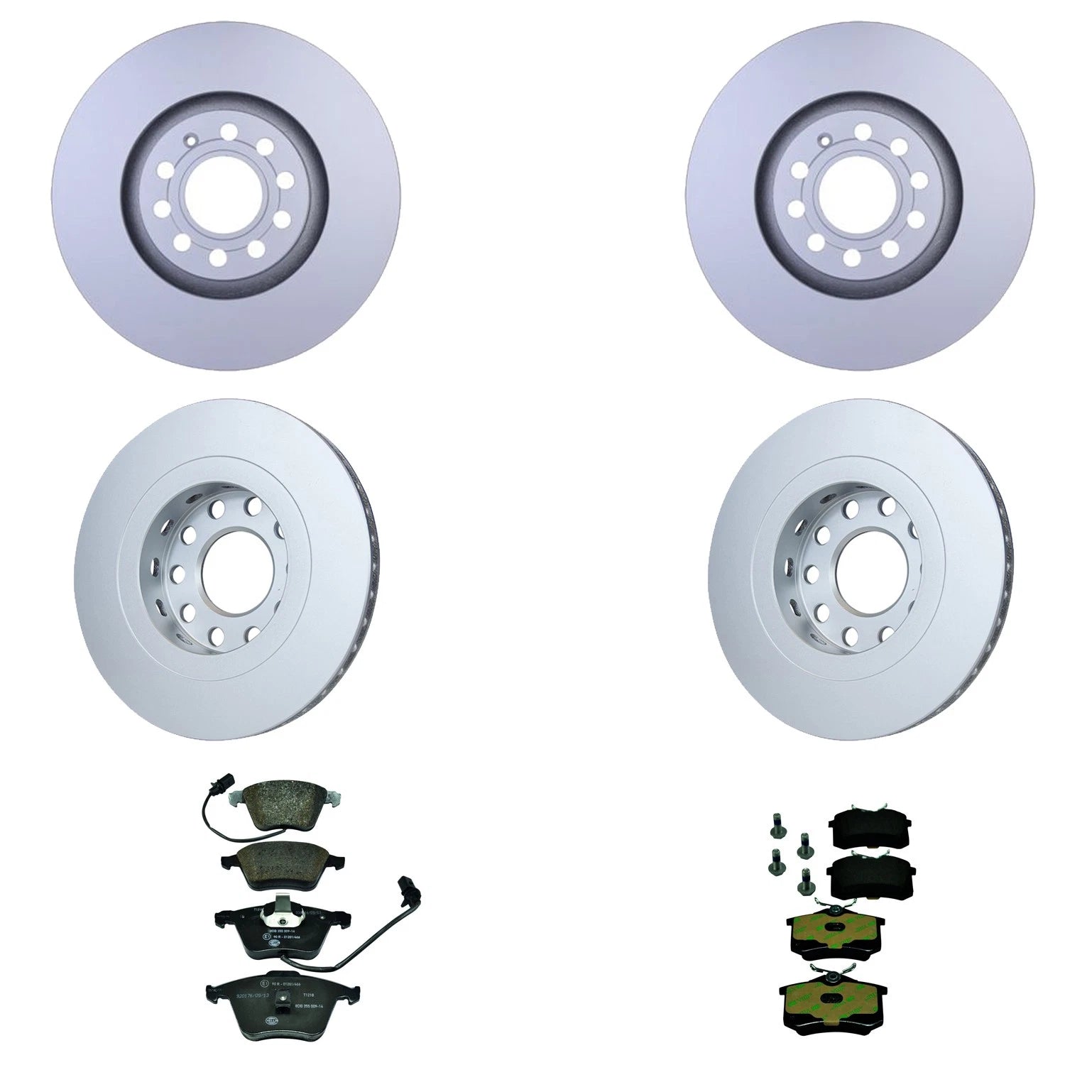 Hella Front Rear Rotors Low-Met Disc Brake Pad Kit for Audi Allroad Quattro (2001–2005)