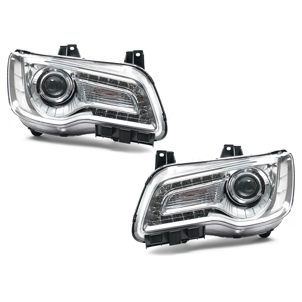 HID Headlight Pair for Chrysler 300 (2017–2022) AFS, Chrome Bezel