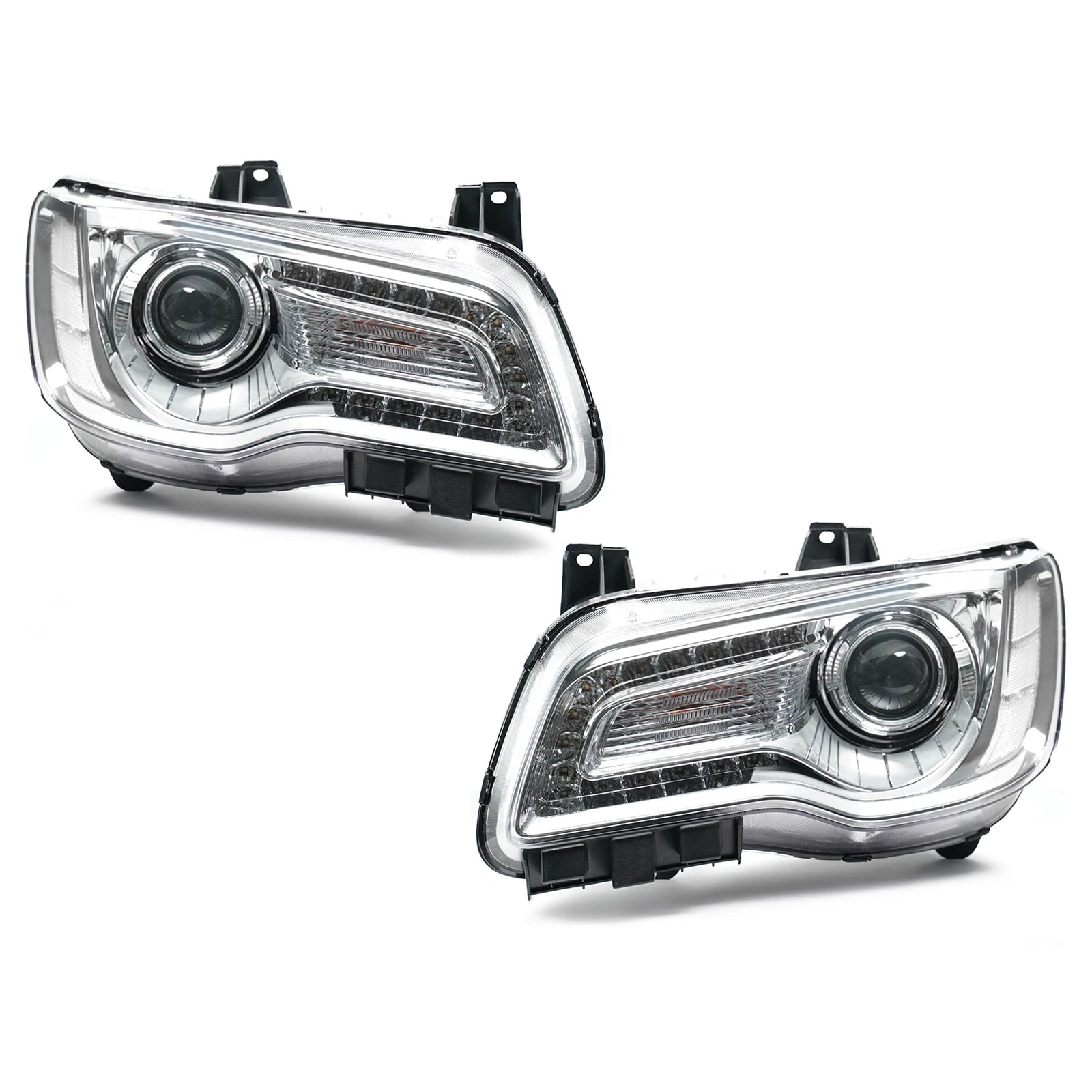 HID Headlight Pair for Chrysler 300 (2017–2022) AFS, Chrome Bezel