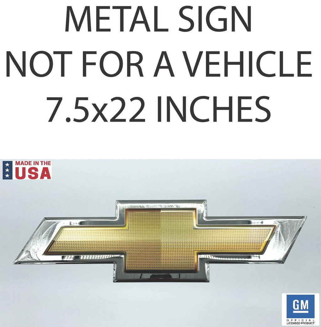 Metal Sign Gold Chevrolet Bowtie Logo Emblem Licensed for Chevrolet (1950–2026)