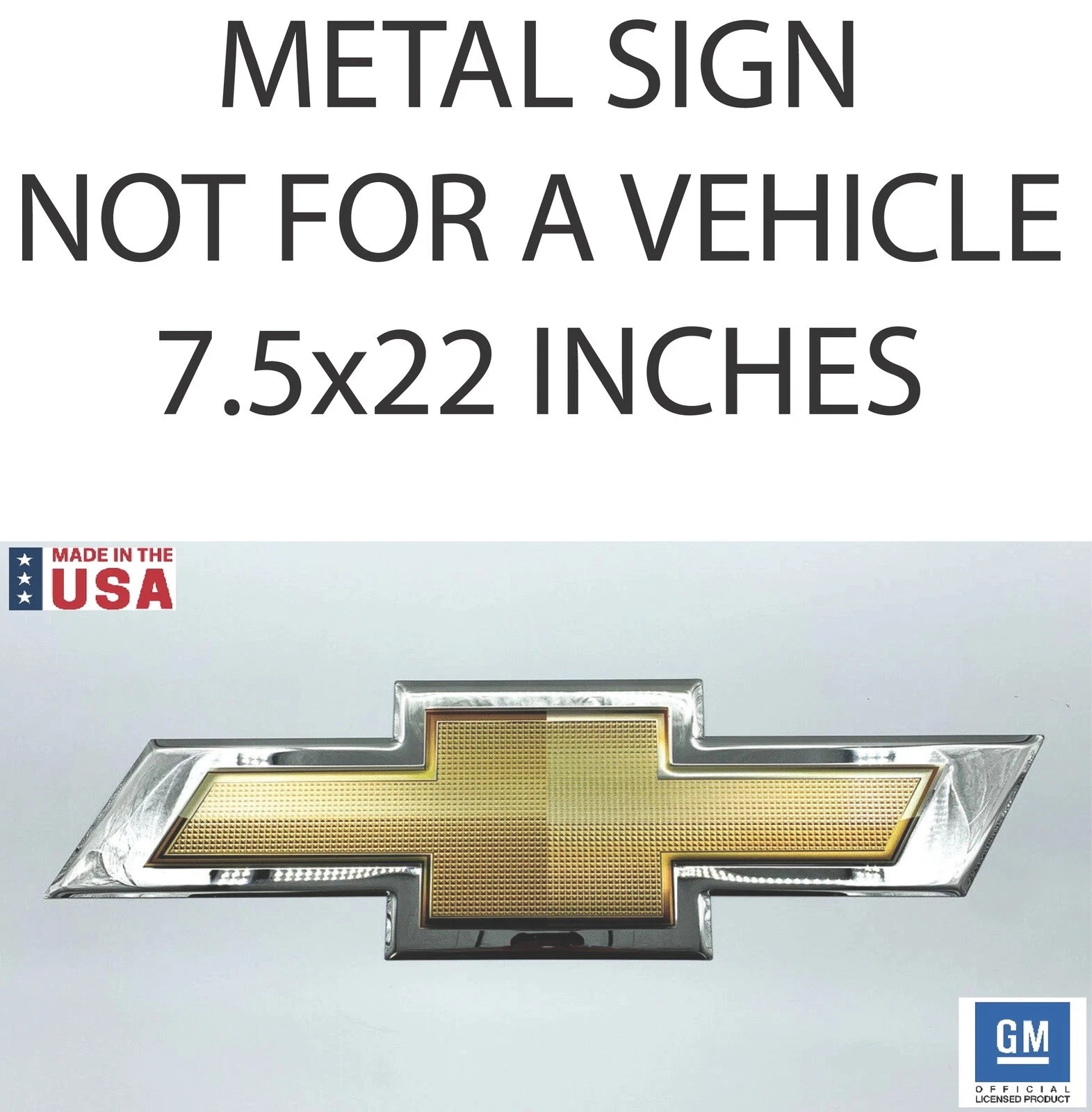 Metal Sign Gold Chevrolet Bowtie Logo Emblem Licensed for Chevrolet (1950–2026)