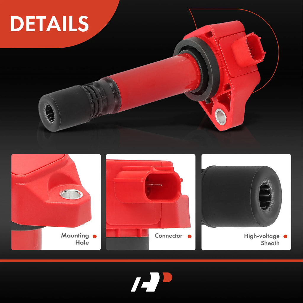 Set of 4 Red Ignition Coil Packs for Honda Civic (2006–2011)