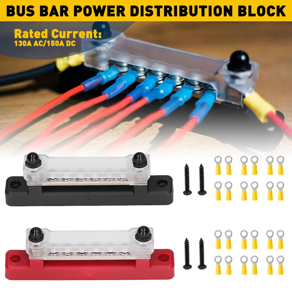 2X 12V Power Distribution Bus Bar Terminal Block for Auto Boat