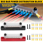2X 12V Power Distribution Bus Bar Terminal Block for Auto Boat