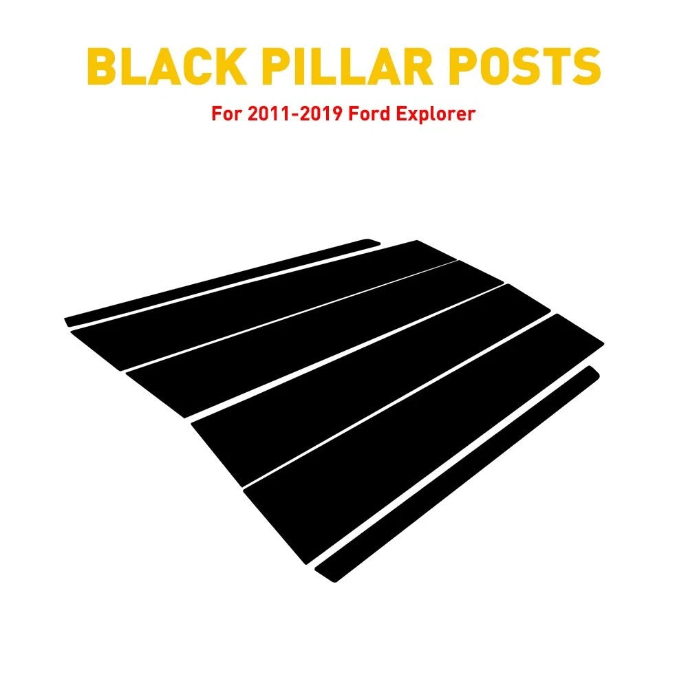 Black Pillar Post Window Door Cover Trim for Ford Explorer (2011–2019)