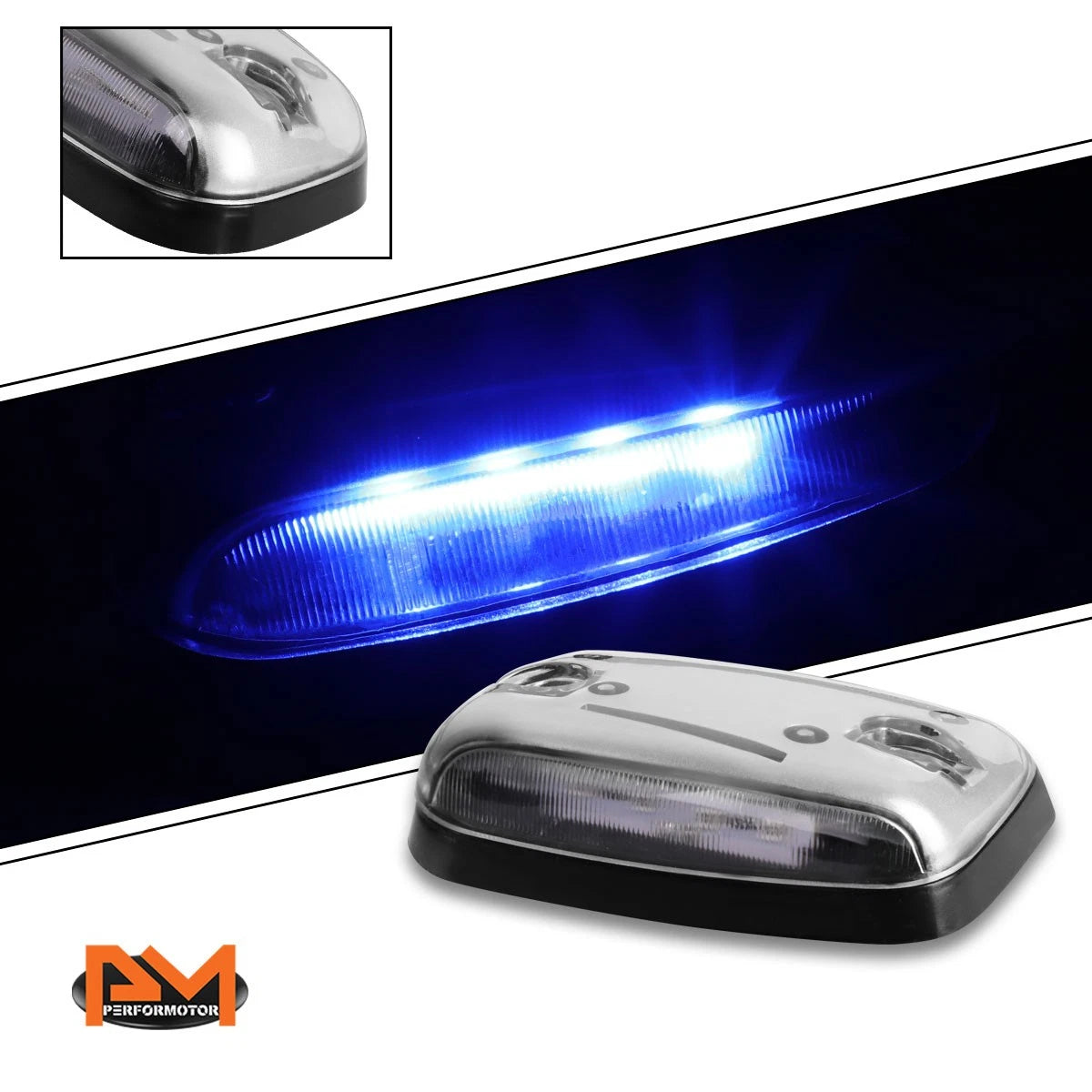 3Pcs Cab Roof Running Light Chrome Housing Blue LED for Silverado/Sierra (2007–2013)