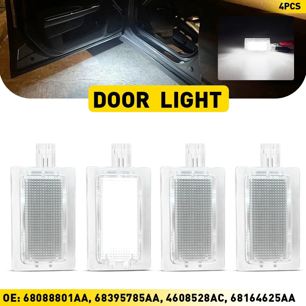 4X White LED Door Footwell Lights for Dodge Charger (2006–2020)