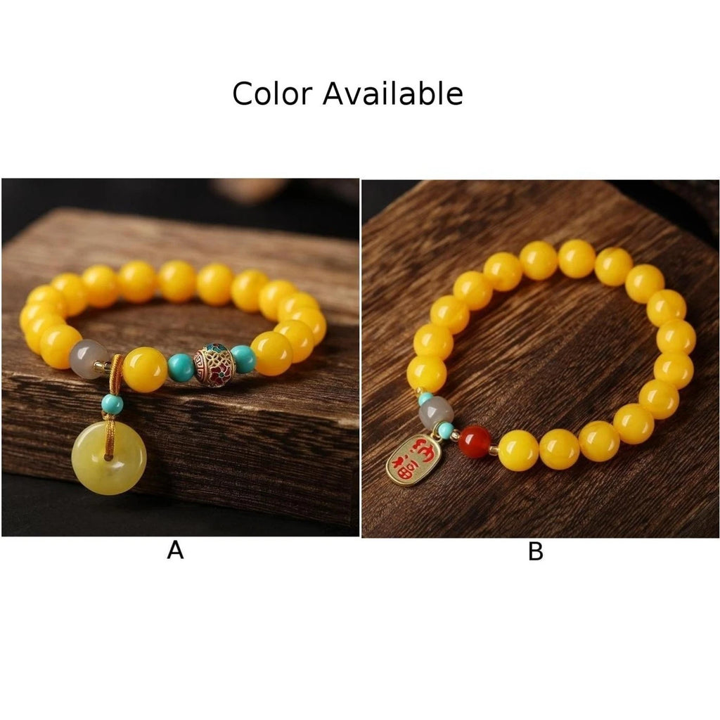 Fashion Bracelet for Women Vintage Beeswax with Peace Buckle, Red Agate