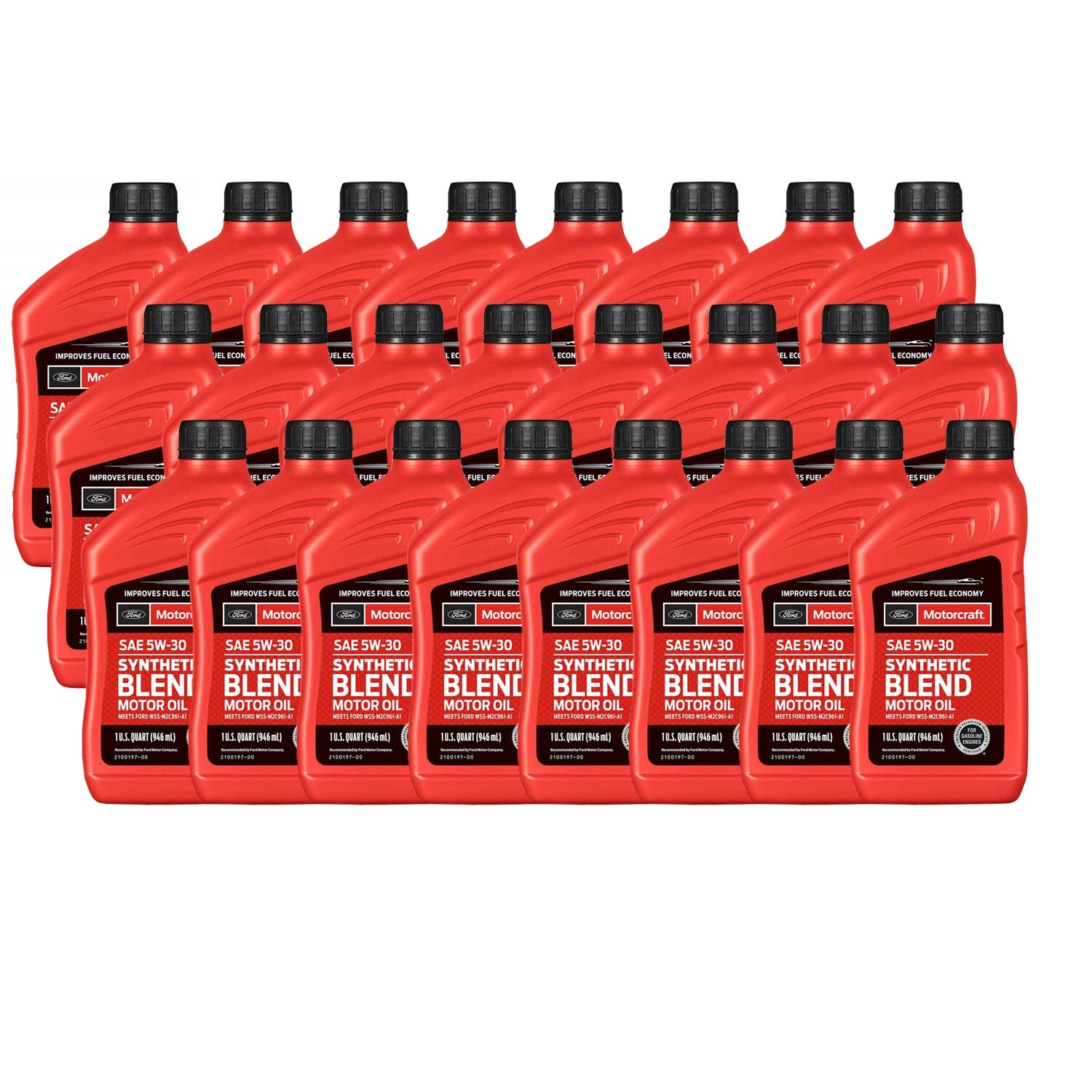 Set of 24 Motorcraft SAE 5W-30 Synthetic Blend Motor Oil Quarts