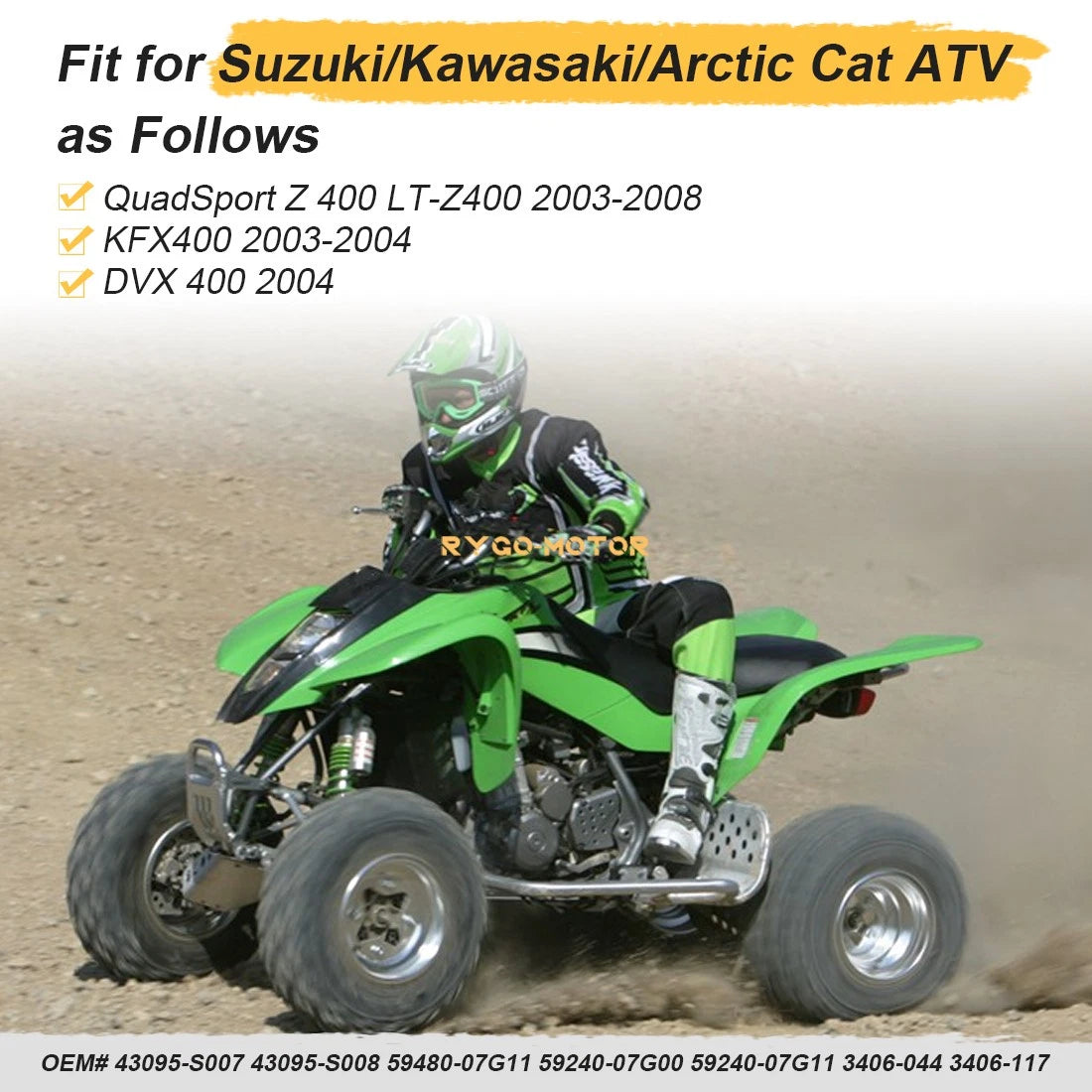 3X Stainless Braided Brake Lines Kit for Arctic Cat ATV 400 (2004) 3406-044