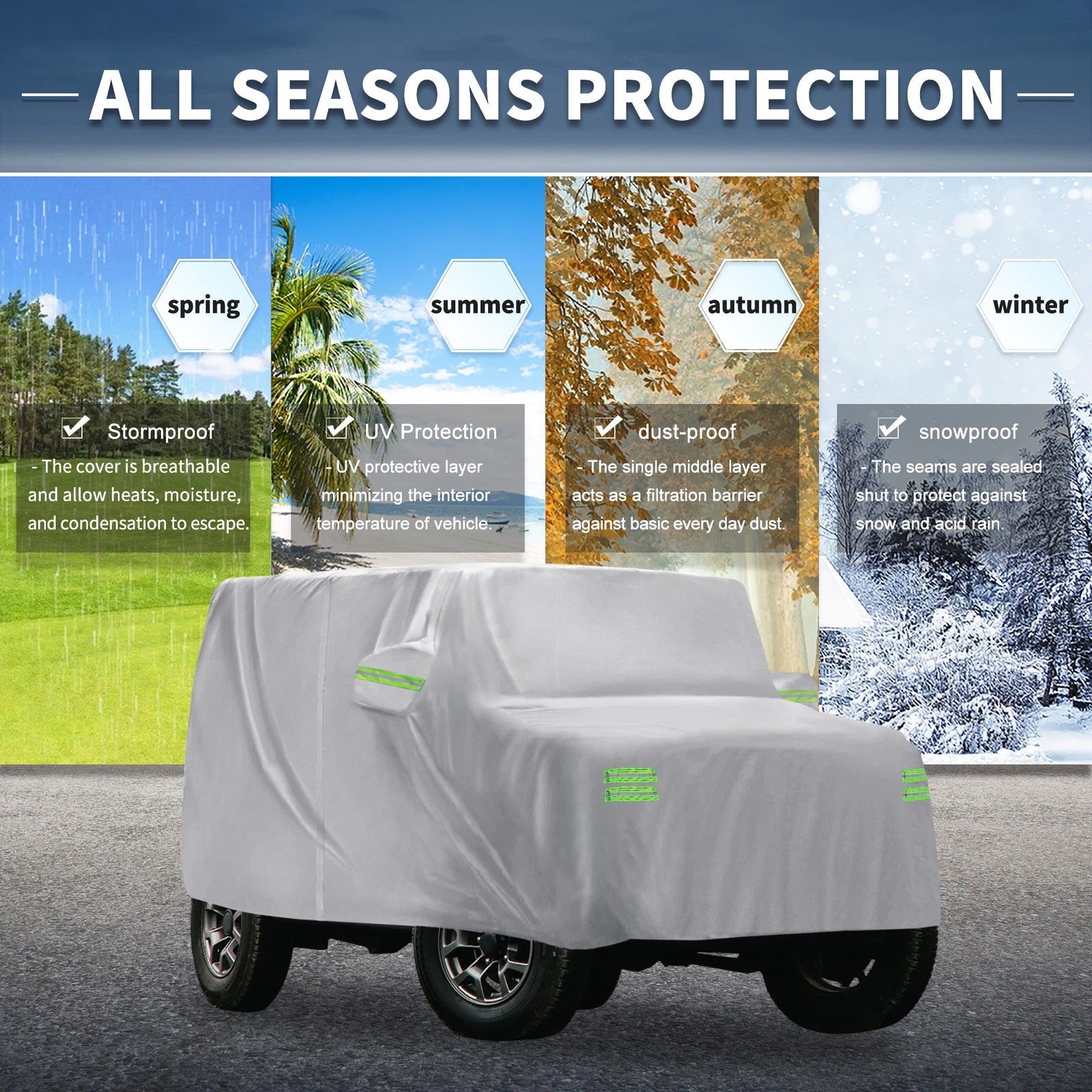 Waterproof Car Cover with Hook for Jimny JB64W/JB74W (385x148x160cm)