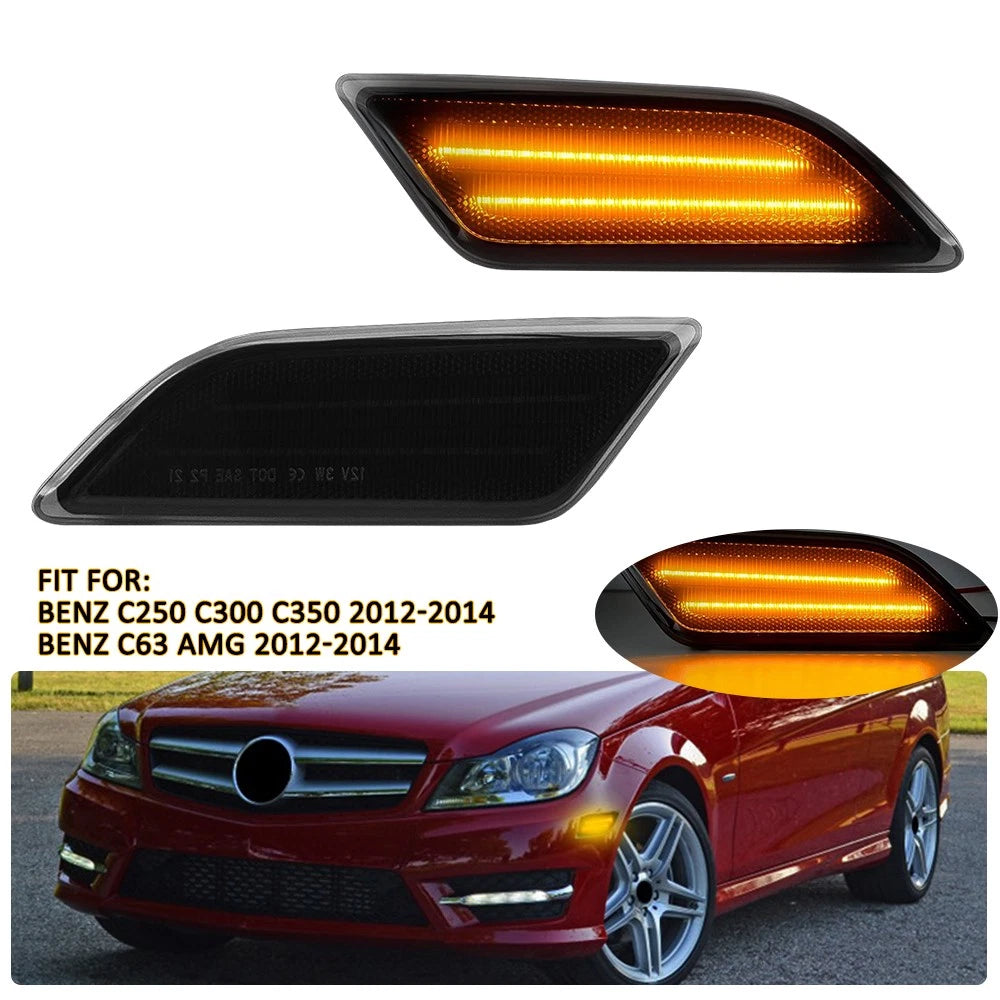 Smoke Lens Amber LED Side Marker Light for Mercedes C300 C350 C63 AMG (2012–2014)