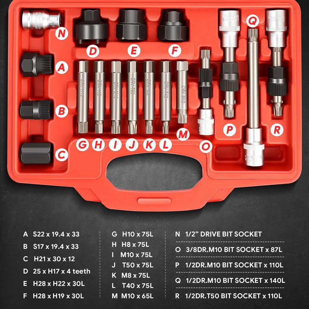 18Pcs Pulley Puller Remover Kit for Alternator (w/Case)