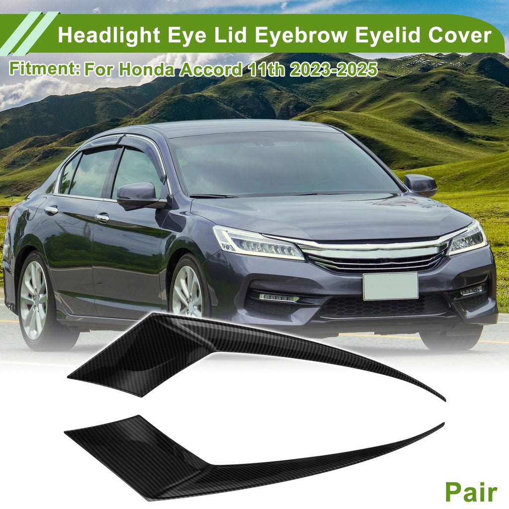 Headlight Eyebrow Eyelid Cover for Honda Accord (2023–2023) Black Carbon Fiber
