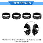 Set of 4 AC Heater 4WD Switch Knob Cover Rings for Toyota Tacoma (2016–2023) Black