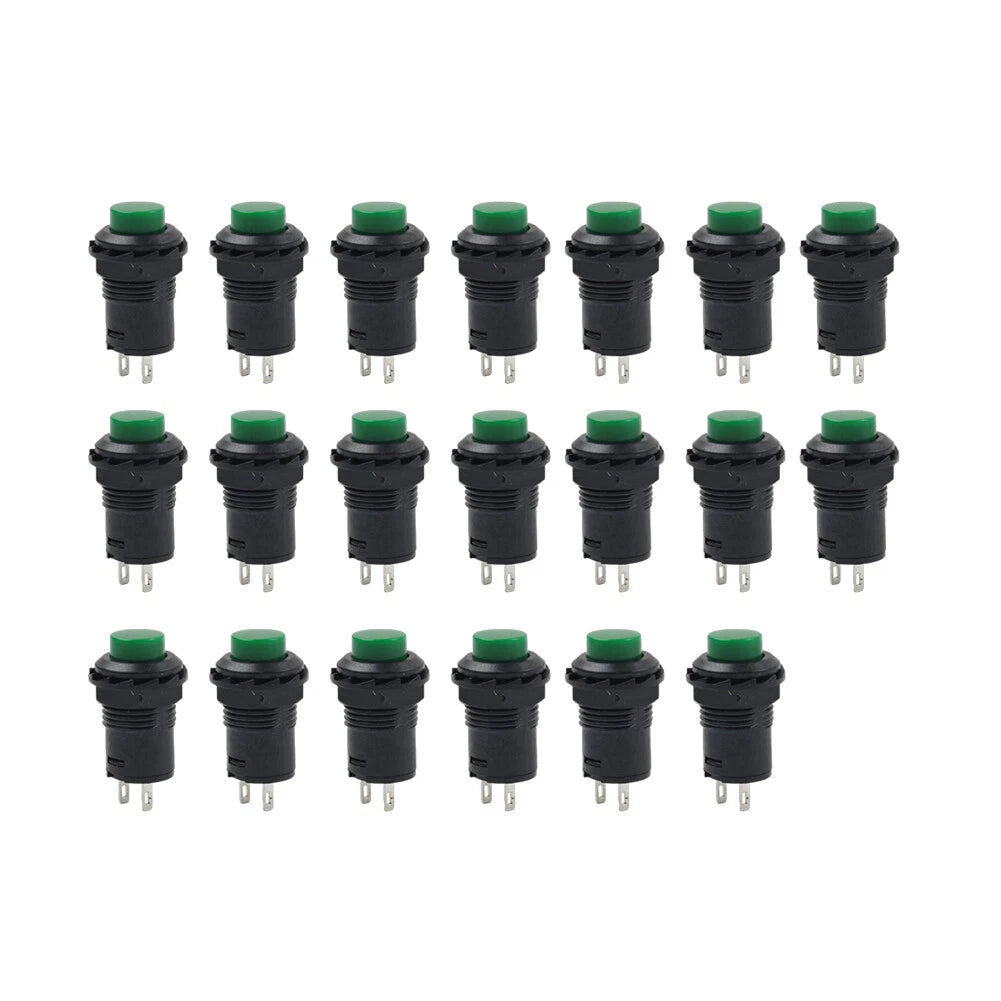 20pcs 12mm Thread Green Cap Push Button Switch ON-OFF for