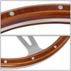 380mm 1" Deep Dish Steering Wheel for NRG Classic Mahogany Wood Grain