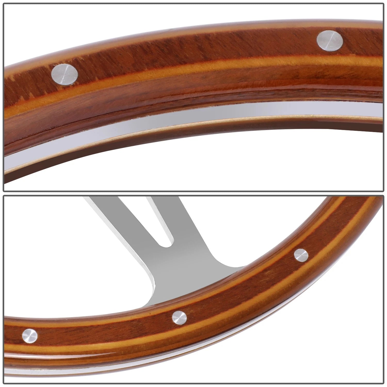 380mm 1" Deep Dish Steering Wheel for NRG Classic Mahogany Wood Grain