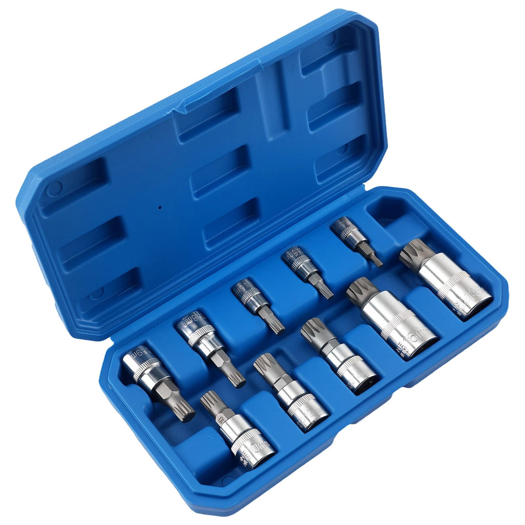 Set of 10 Triple Square Sockets M4-M18 for Automotive