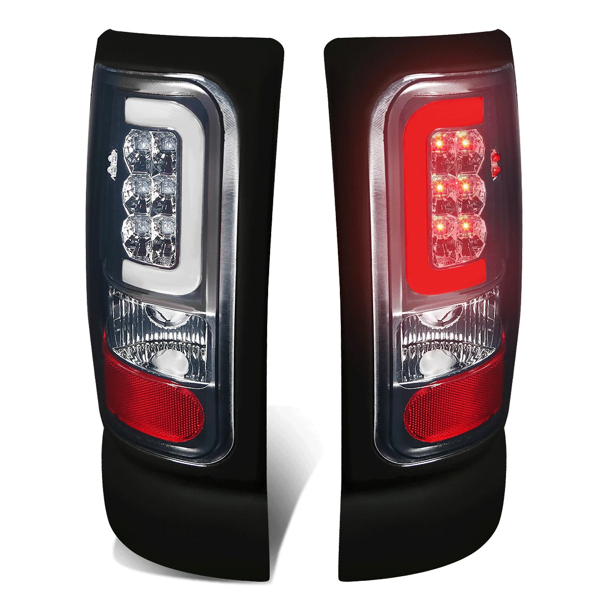 LED C-Tube Tail Brake Light Lamps Smoked for Dodge Ram 1500 2500 3500 (1994–2002)