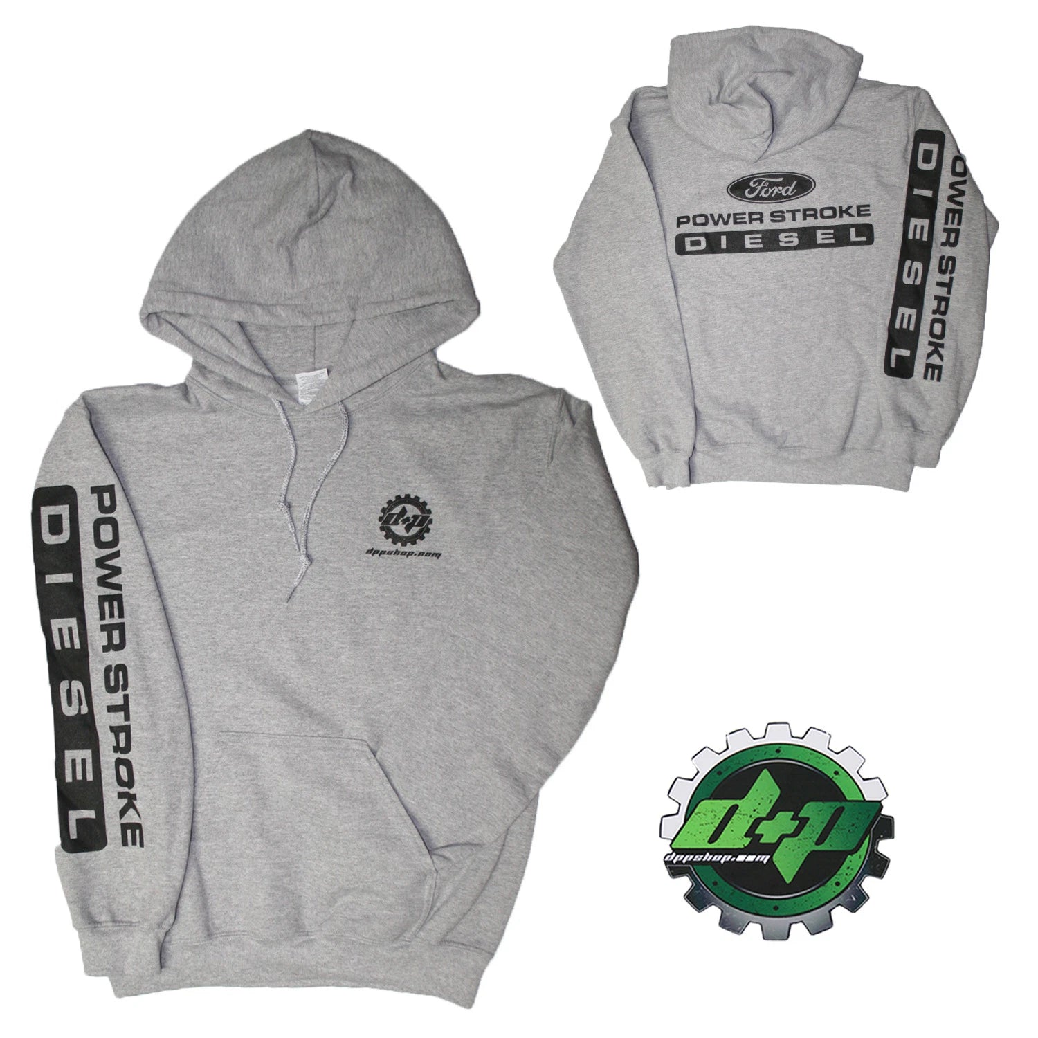 2X Lt Gray Hoodie for Ford Powerstroke Diesel