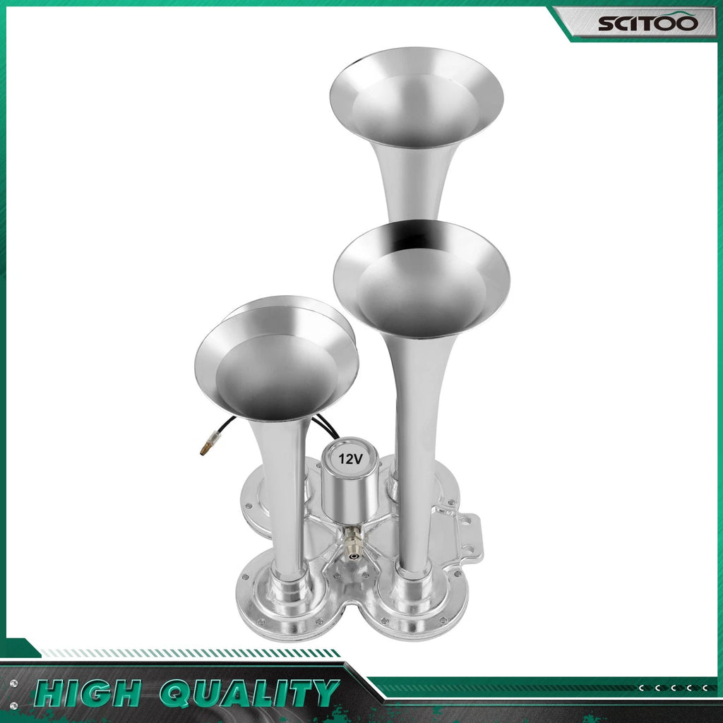 Electric Air Horn Kit 150DB 4 Trumpet for Truck Van Car Boat