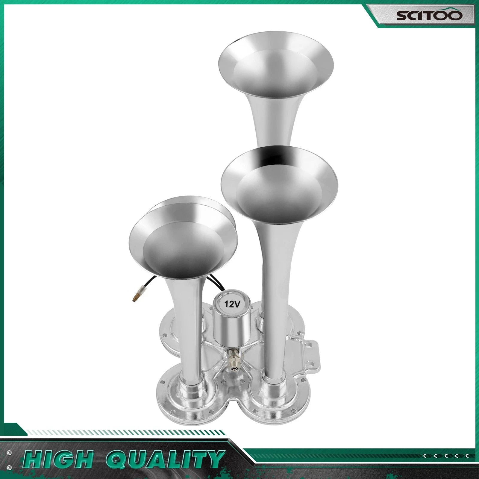 Electric Air Horn Kit 150DB 4 Trumpet for Truck Van Car Boat