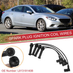 Set of 4 Spark Plug Wire Ignition Coil Cables No.L81318140B for Mazda 6 (2003–2005)