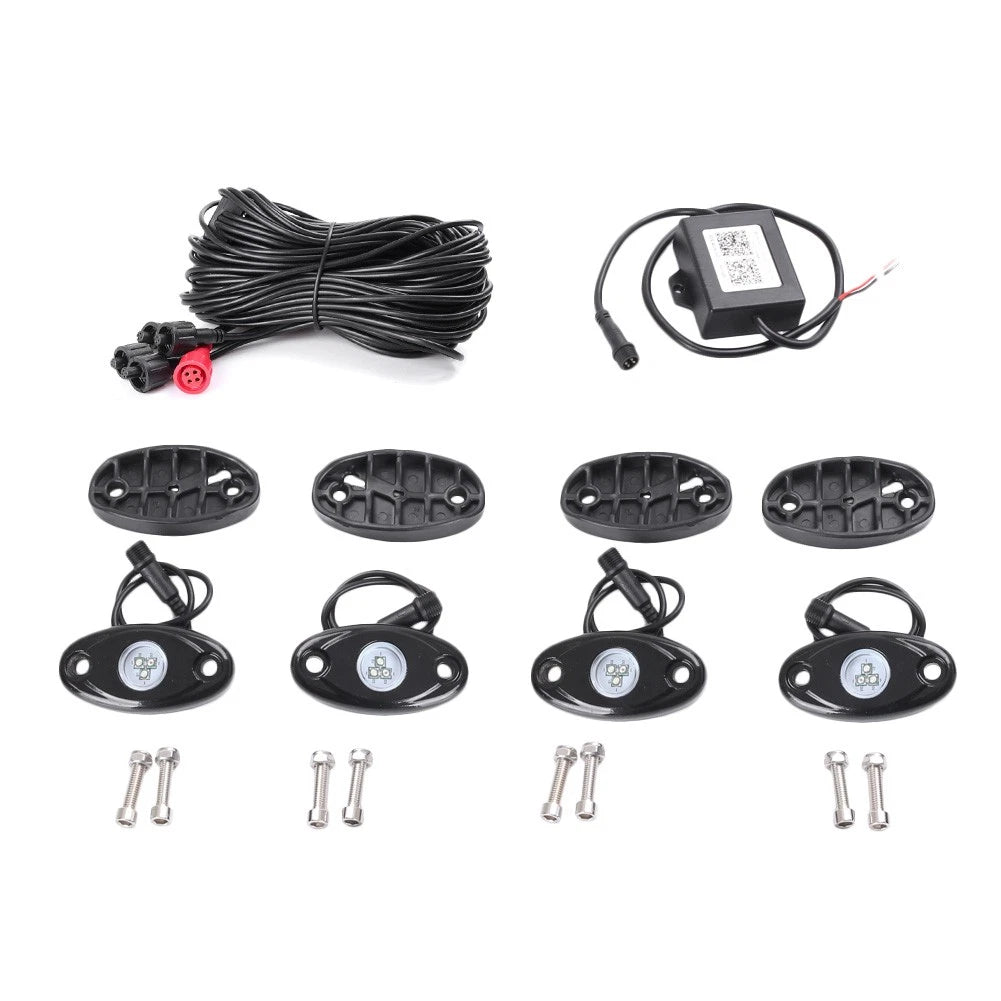 4X RGB LED Rock Lights for Offroad Vehicles (Wireless, Music Flashing)