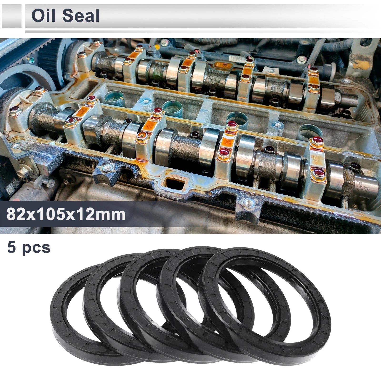 Set of 5 Oil Seal Rotary Shaft Seal for Various Models (82x105x12mm)