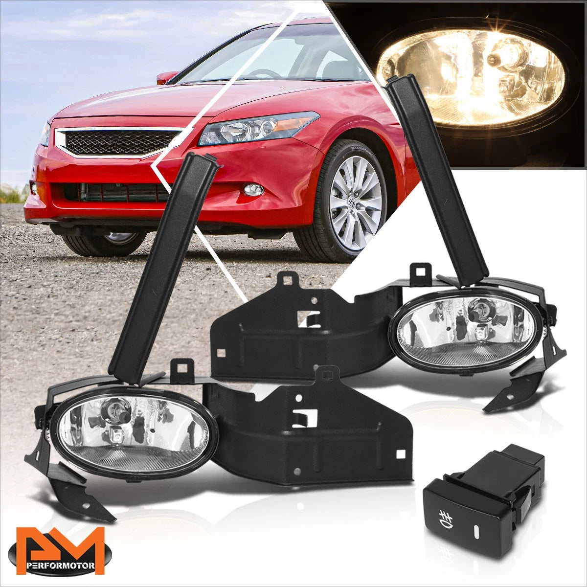 OE Style Clear Lens Front Fog Lights for Honda Accord 2-Dr (2008–2010)