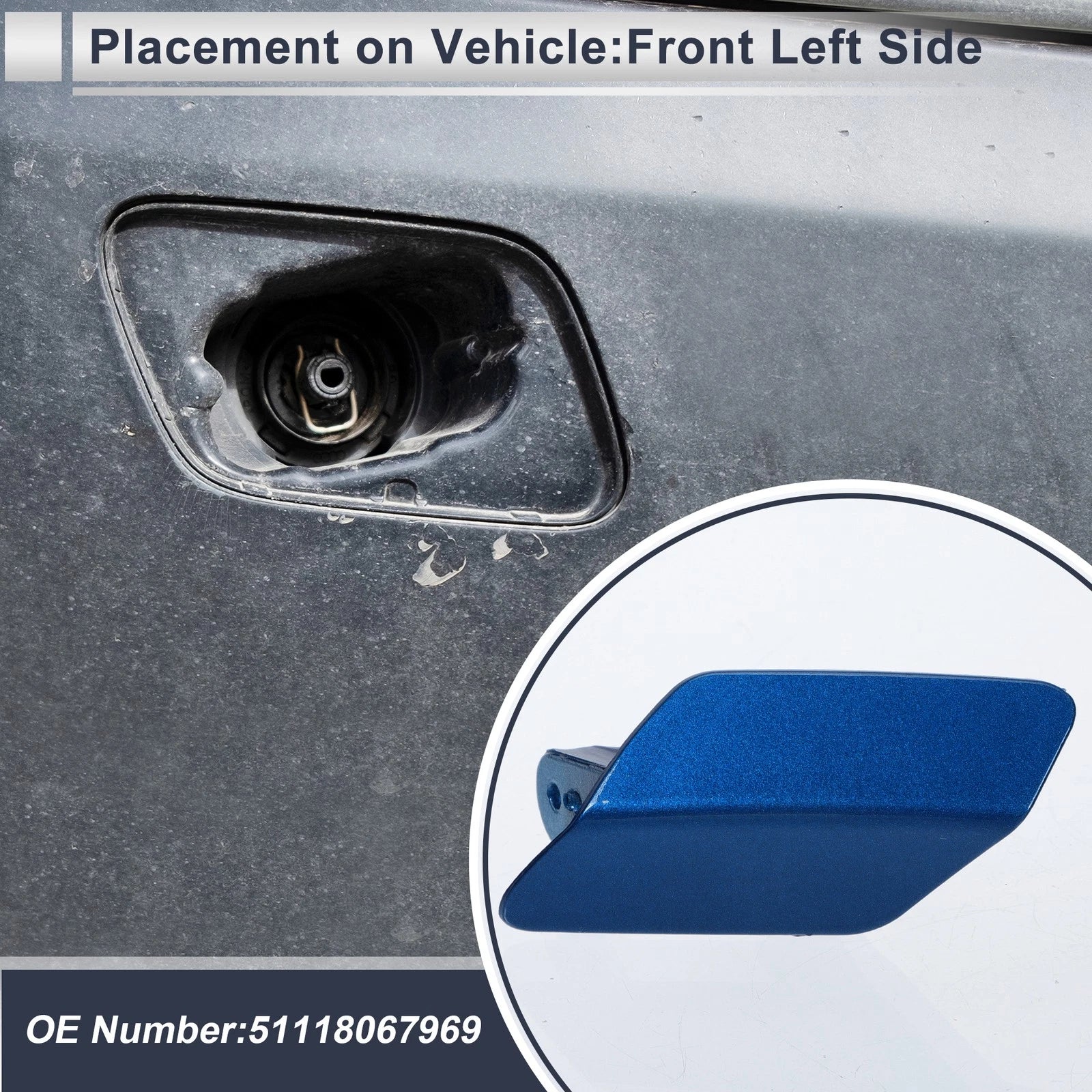 Front Left Bumper Headlight Washer Nozzle Cover Cap for BMW 320i (2012–2013)