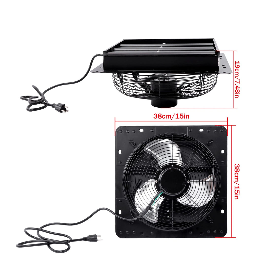 High-Speed 12'' Shutter Wall-Mount Attic Exhaust Fan 1600RPM 900CFM