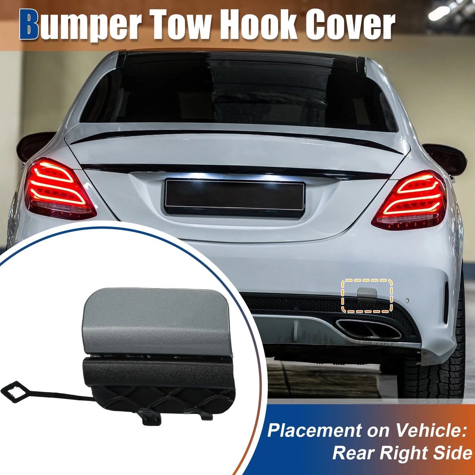 Rear Tow Hook Cover for Mercedes-Benz W205 (2015–2020) No.A2058850256 Moon Grey