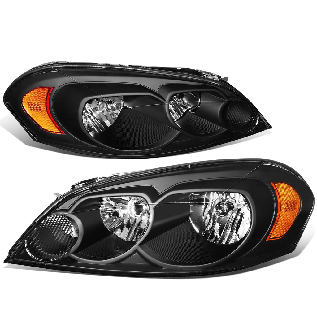 Black Housing Clear Headlight + Amber Corner + LED Fog Light Set for Impala (2006–2016)