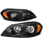 Black Housing Clear Headlight + Amber Corner + LED Fog Light Set for Impala (2006–2016)