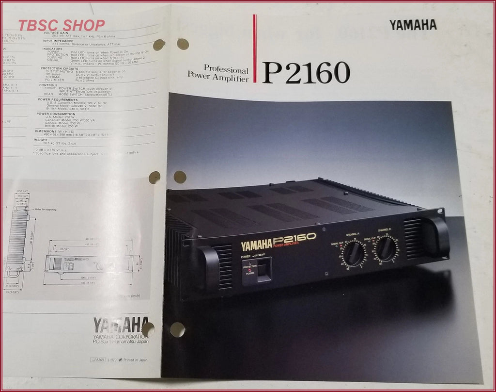 Yamaha P2160 Power Amplifier Sales Brochure for Yamaha P2160