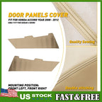 Leather Front Door Panel Covers for Honda Accord (2008â2012) Beige Tan