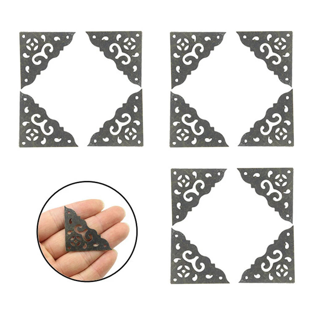 12pc Antique Bronze Corner Protectors for Scrapbook Album Edge Cover