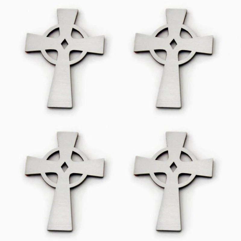 4pc Brushed Stainless Steel Celtic Cross Emblem Kit - ACC4680
