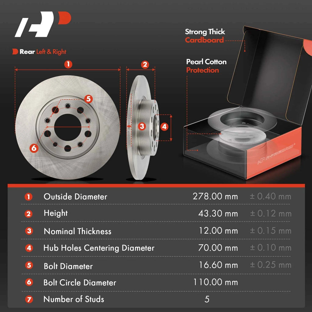 Rear Disc Brake Rotors & Ceramic Pads for Jeep Renegade (2015–2022)