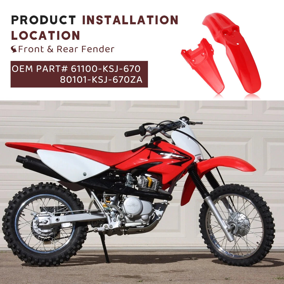 Fender Mud Guard Set for Honda CRF80F CRF100F (2004–2008)