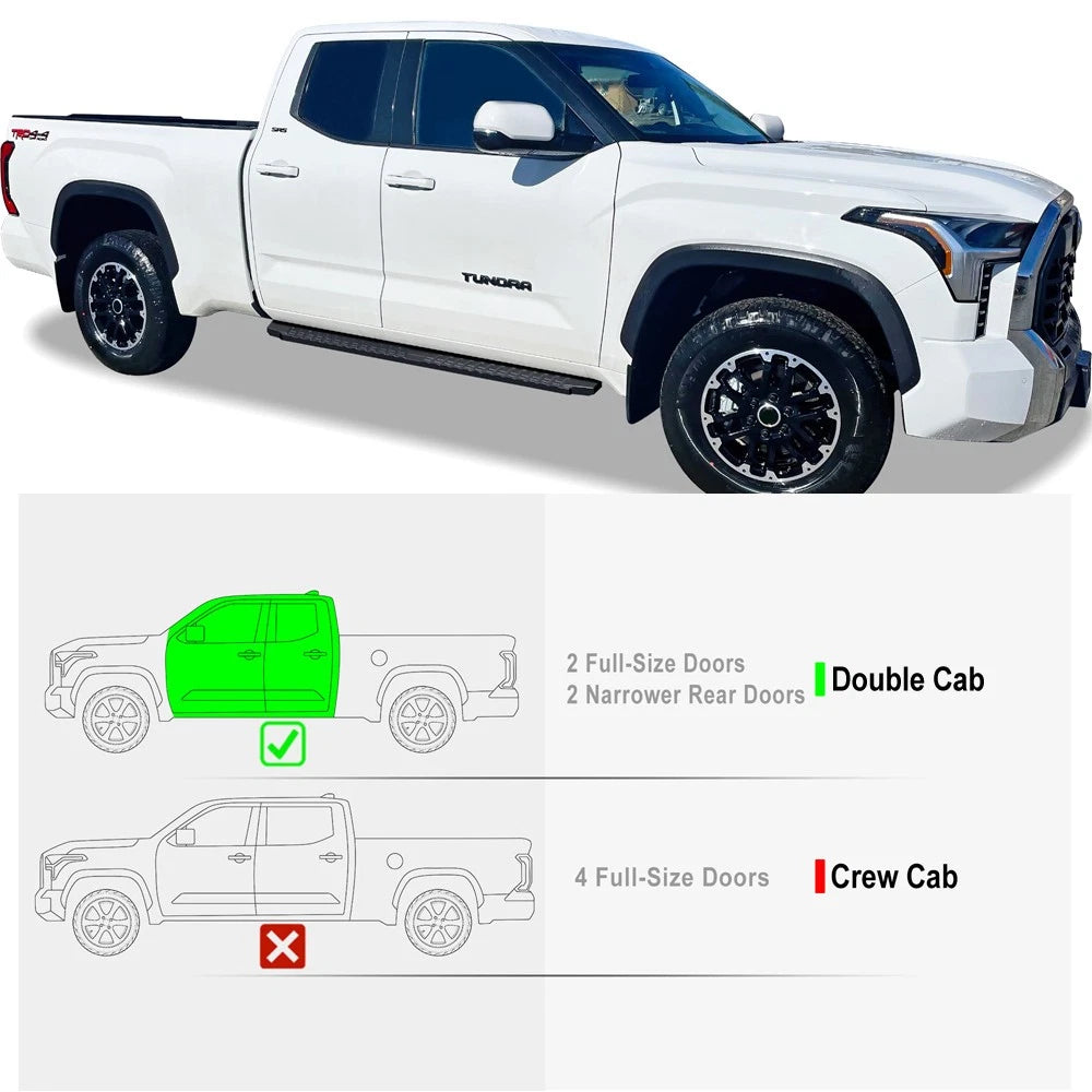 Black Step Nerf Bars for Toyota Tundra Double Cab (2022-2026)